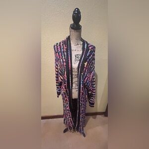 Anniewear long boho, frimged cardigan, sz L, NWT | see offer in description